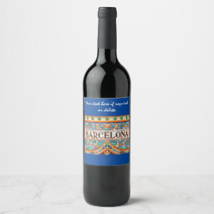 Étiquette Pour Bouteilles De Vin Barcelone dans l'effet de tuiles étiquette/Espagne