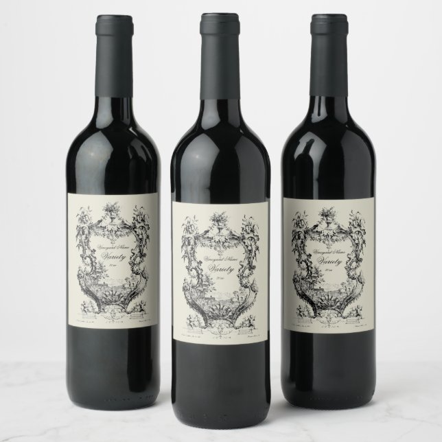 Étiquette Pour Bouteilles De Vin Baroque Rococo Cartouche Étiquette de vin Modèle (Bouteilles)