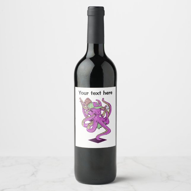 Étiquette Pour Bouteilles De Vin Baseball en pieuvre (Devant)