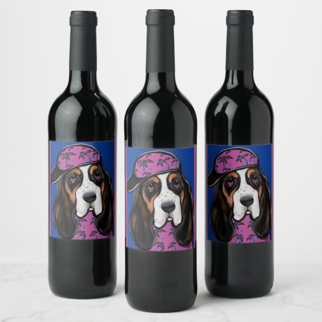 Étiquette Pour Bouteilles De Vin Basset Hound (Bouteilles)
