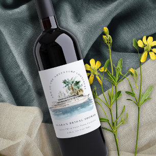 Étiquette Pour Bouteilles De Vin Bateau de croisière Dusky Palm Seascape Fête des m