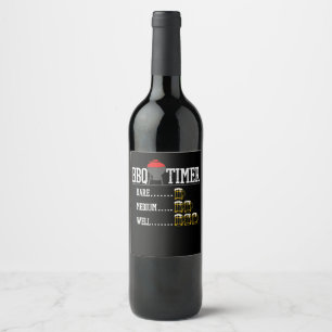 Étiquette Pour Bouteilles De Vin BBQ BBQ Timer Funny Bière Steak Grill