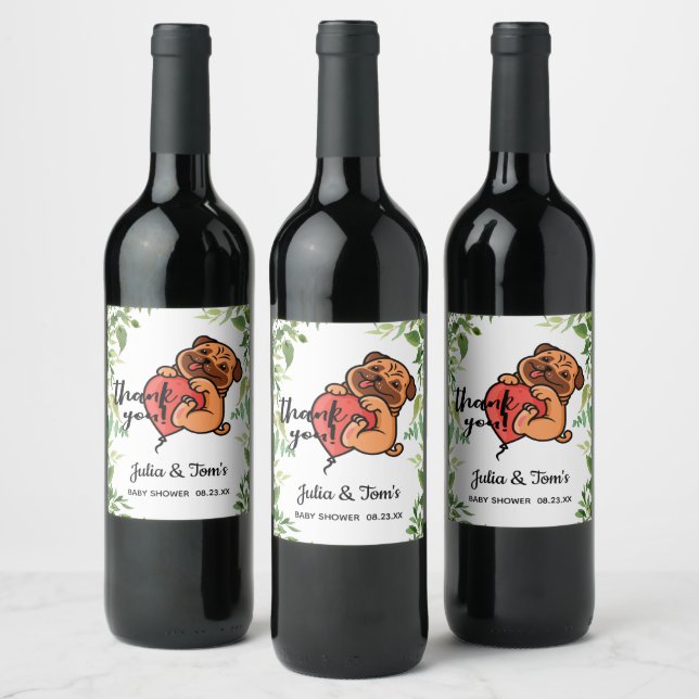Étiquette Pour Bouteilles De Vin Beau Baby shower Merci Carlin (Bouteilles)