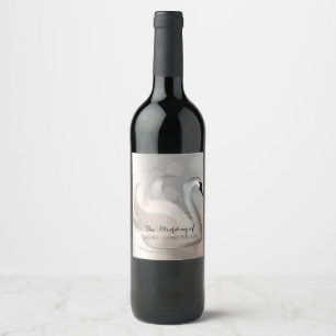 Étiquette Pour Bouteilles De Vin Beau Cygne Blanc & Argent Elégant Vin Personnalisé