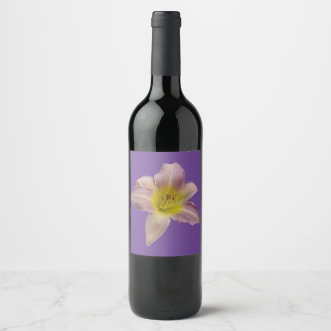 Étiquette Pour Bouteilles De Vin Beau lis rose (Devant)