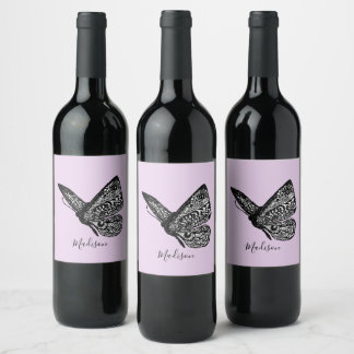 Étiquette Pour Bouteilles De Vin Beau papillon embelli