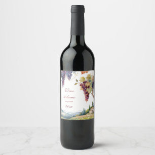 Étiquette Pour Bouteilles De Vin Beau Vignoble Italien Raisin Vigne