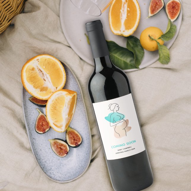 Étiquette Pour Bouteilles De Vin Bébé Bientôt Faire-part de grossesse (Créateur téléchargé)