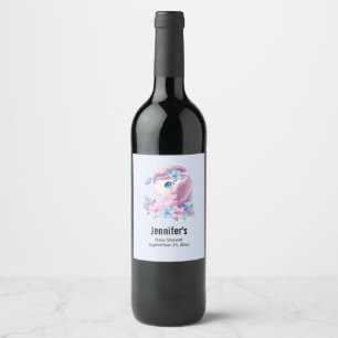 Étiquette Pour Bouteilles De Vin Bébé magique licorne avec grand Baby shower des