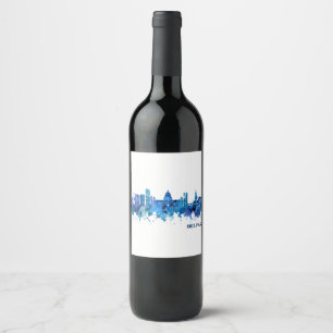 Étiquette Pour Bouteilles De Vin Belfast Irlande du Nord Skyline Blue