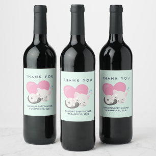 Étiquette Pour Bouteilles De Vin Belle Blanc Kitty Chat Baby shower couchage Merci