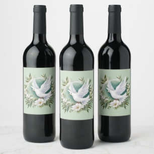 Étiquette Pour Bouteilles De Vin Belle colombe blanche