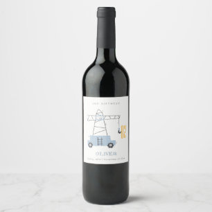 Étiquette Pour Bouteilles De Vin Belle Construction Grue Enfants N'Importe Quel Âge