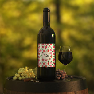 Étiquette Pour Bouteilles De Vin Belle fraises d'aquarelle motif merci