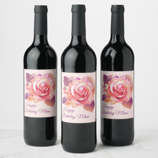 Étiquette Pour Bouteilles De Vin Belle rose rose simple