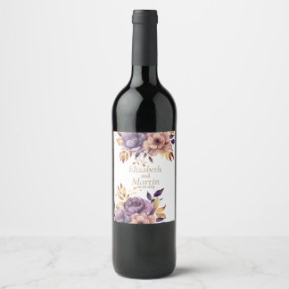 Étiquette Pour Bouteilles De Vin belles fleurs d'aquarelle mariage