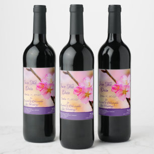 Étiquette Pour Bouteilles De Vin Belles fleurs de cerisier Sakura