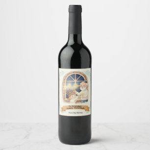 Étiquette Pour Bouteilles De Vin Bénédiction de Hanoucca – Grand-père et enfant