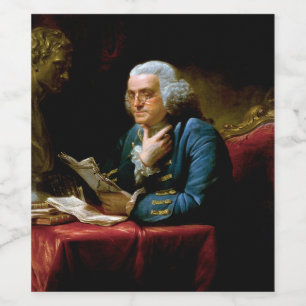 Étiquette Pour Bouteilles De Vin Benjamin Franklin, Fondateur Inventeur Scientifiqu