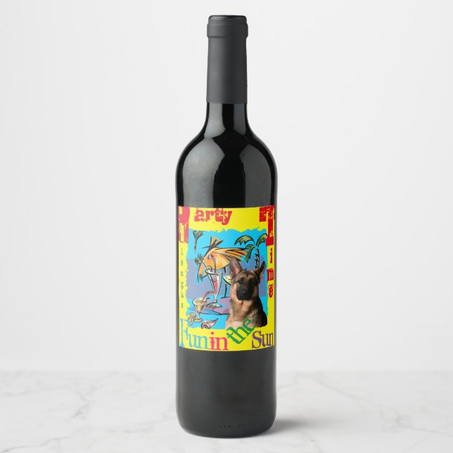 Étiquette Pour Bouteilles De Vin Berger allemand (Devant)