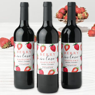 Étiquette Pour Bouteilles De Vin Berry In Love Fête des mariées fraise