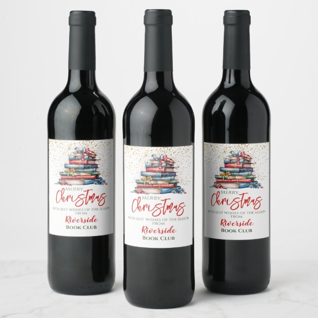 Étiquette Pour Bouteilles De Vin Bibliothèque du club de lecture de Noël (Bouteilles)