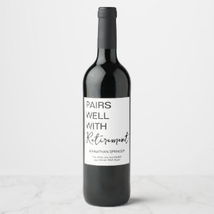 Étiquette Pour Bouteilles De Vin Bien avec la retraite - Drôle Vin Étiquette cadeau
