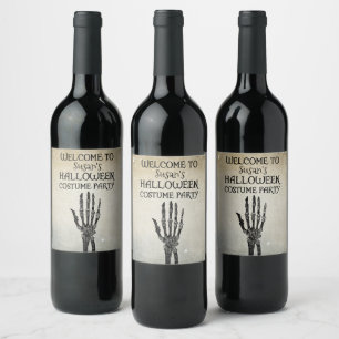 Étiquette Pour Bouteilles De Vin Bienvenue à la fête du costume Vintage d'Hallowe