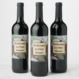 Étiquette Pour Bouteilles De Vin Bienvenue dans notre maison en verre de la mer Loc