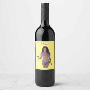 Étiquette Pour Bouteilles De Vin Bikini brun beauté Thunder_Cove