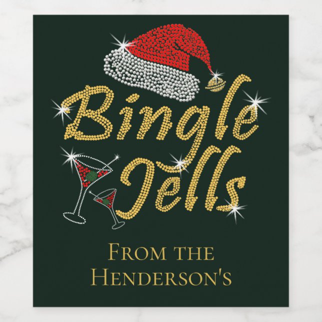 Étiquette Pour Bouteilles De Vin Bingle Jells Tipsy Noël (Étiquettes simples)