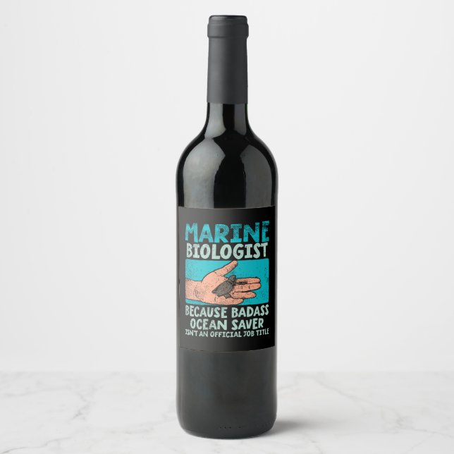 Étiquette Pour Bouteilles De Vin Biologiste marin (Devant)