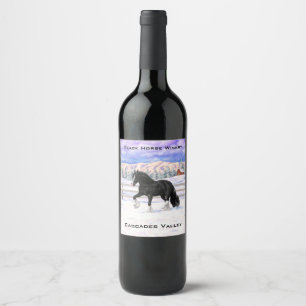 Étiquette Pour Bouteilles De Vin Black Gypsy Vanner Irlandais Cob Brouillon Cheval