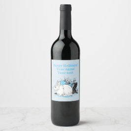 Étiquette Pour Bouteilles De Vin blanc noël lapin lièvre