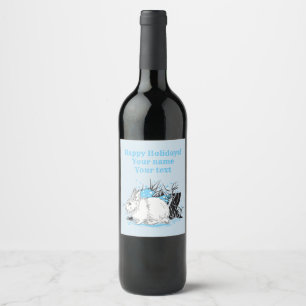 Étiquette Pour Bouteilles De Vin blanc noël lapin lièvre