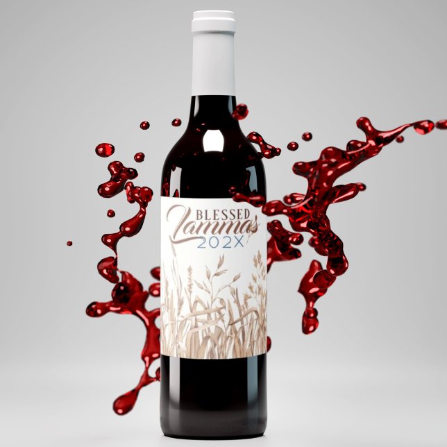 Étiquette Pour Bouteilles De Vin Blessed Lammas Rustique Séché Feuille Harvest (Créateur téléchargé)