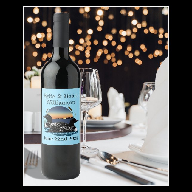 Étiquette Pour Bouteilles De Vin Bleu couché de soleil (Créateur téléchargé)