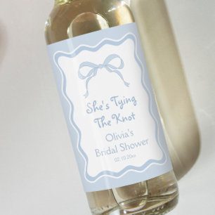 Étiquette Pour Bouteilles De Vin Blue Bow Elle noue la Fête des mariées de noeud