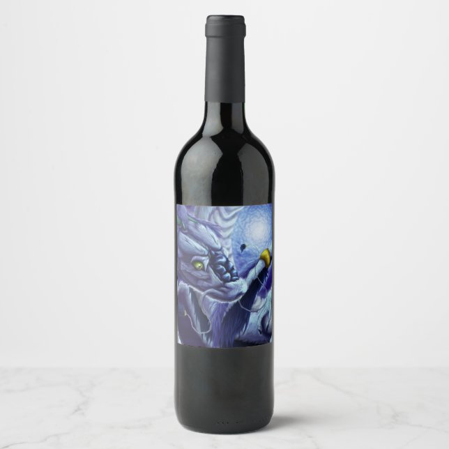 Étiquette Pour Bouteilles De Vin Blue Ocean Dragon & Pearl (Devant)