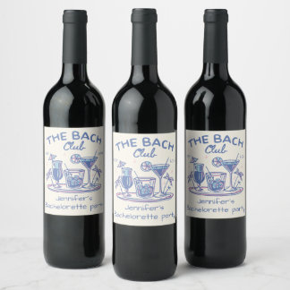 Étiquette Pour Bouteilles De Vin Blue Whimsical Beach Cocktail Bachelorette Party
