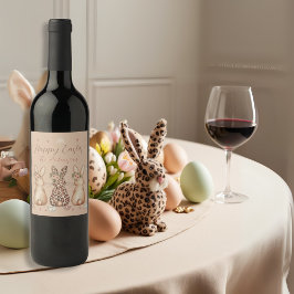 Étiquette Pour Bouteilles De Vin Blush Boho Bunny Pâques