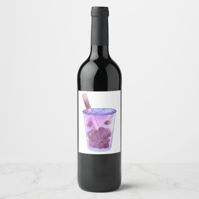 Étiquette Pour Bouteilles De Vin Boba Cats (Devant)