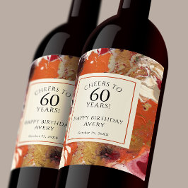 Étiquette Pour Bouteilles De Vin Boho Abstrait artistique coloré 60e anniversaire