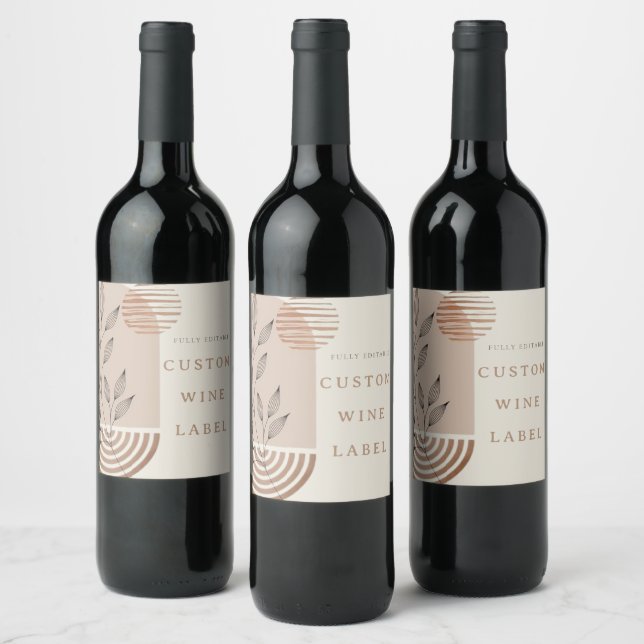 Étiquette Pour Bouteilles De Vin Boho Abstrait contemporain moderne (Bouteilles)