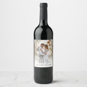 Étiquette Pour Bouteilles De Vin Boho Mariage Merci photo manuscrite