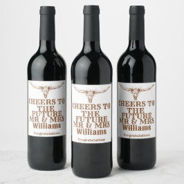 Étiquette Pour Bouteilles De Vin Boho moderne Occidental Cowboy Fiançailles cadeau
