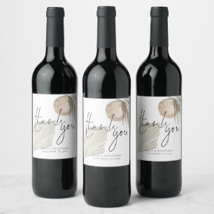 Étiquette Pour Bouteilles De Vin Boho Pampas Noms Date Script Mariage Merci