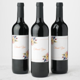 Étiquette Pour Bouteilles De Vin Boho Peachy Floral
