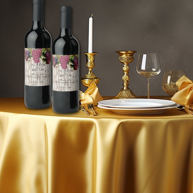 Étiquette Pour Bouteilles De Vin Bois blanc mariage (Créateur téléchargé)