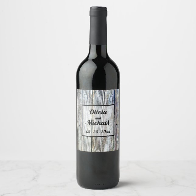 Étiquette Pour Bouteilles De Vin Bois de grange rustique (Devant)